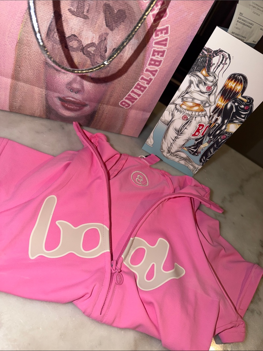PINK brand new (with tags & bag) BODY BY RAVEN SIZE M